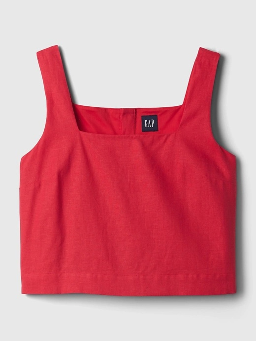Gap Red Linen Blend Button Back Cropped Tank Top Medium Square Neck - Picture 3 of 9